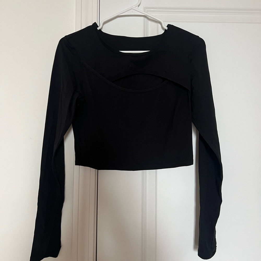 HALARA Black Long Sleeve Crop Top
